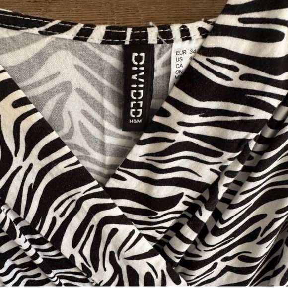 H&M Zebra Print Maxi Dress Side Slit Spaghetti Strap Size 4 Summer Grunge - Picture 8 of 8
